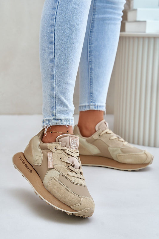 beige sport shoes front view
