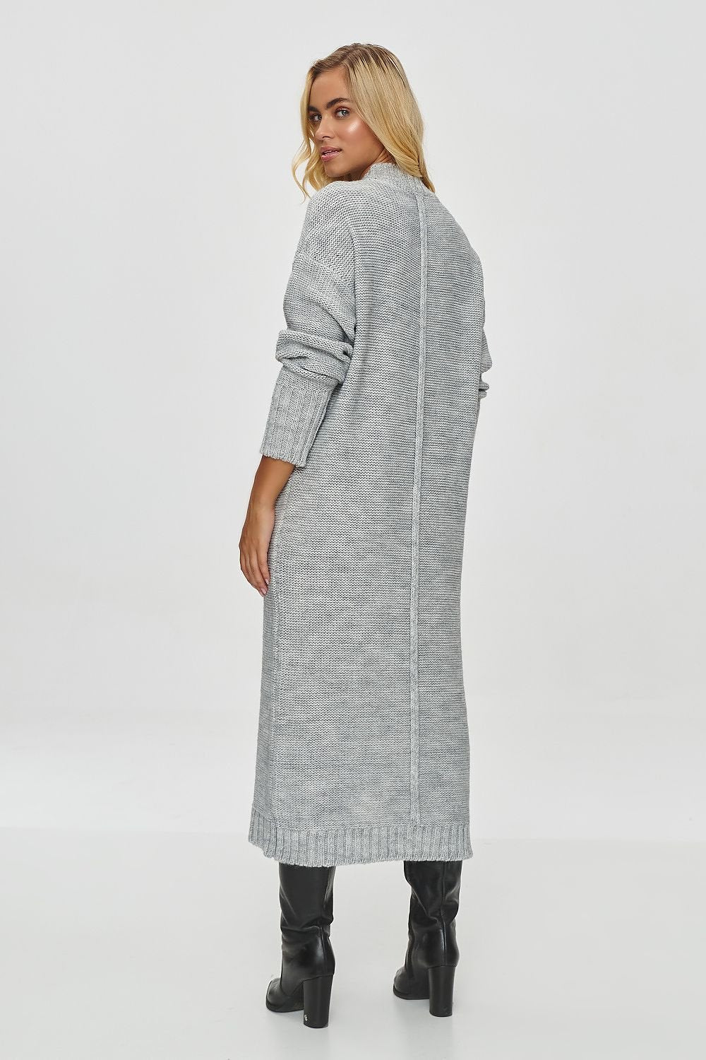 grey long sleeve day dress alternate angle