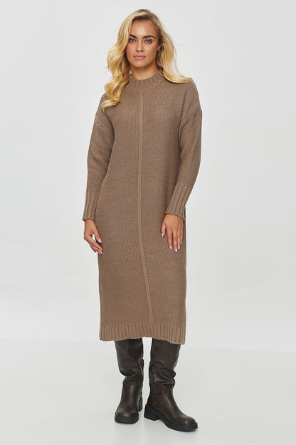 grey long sleeve day dress side view