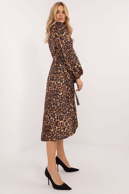 brown belted midi cocktail dress alternate angle