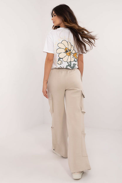 Women's Beige and Black Tracksuit Trousers detail view