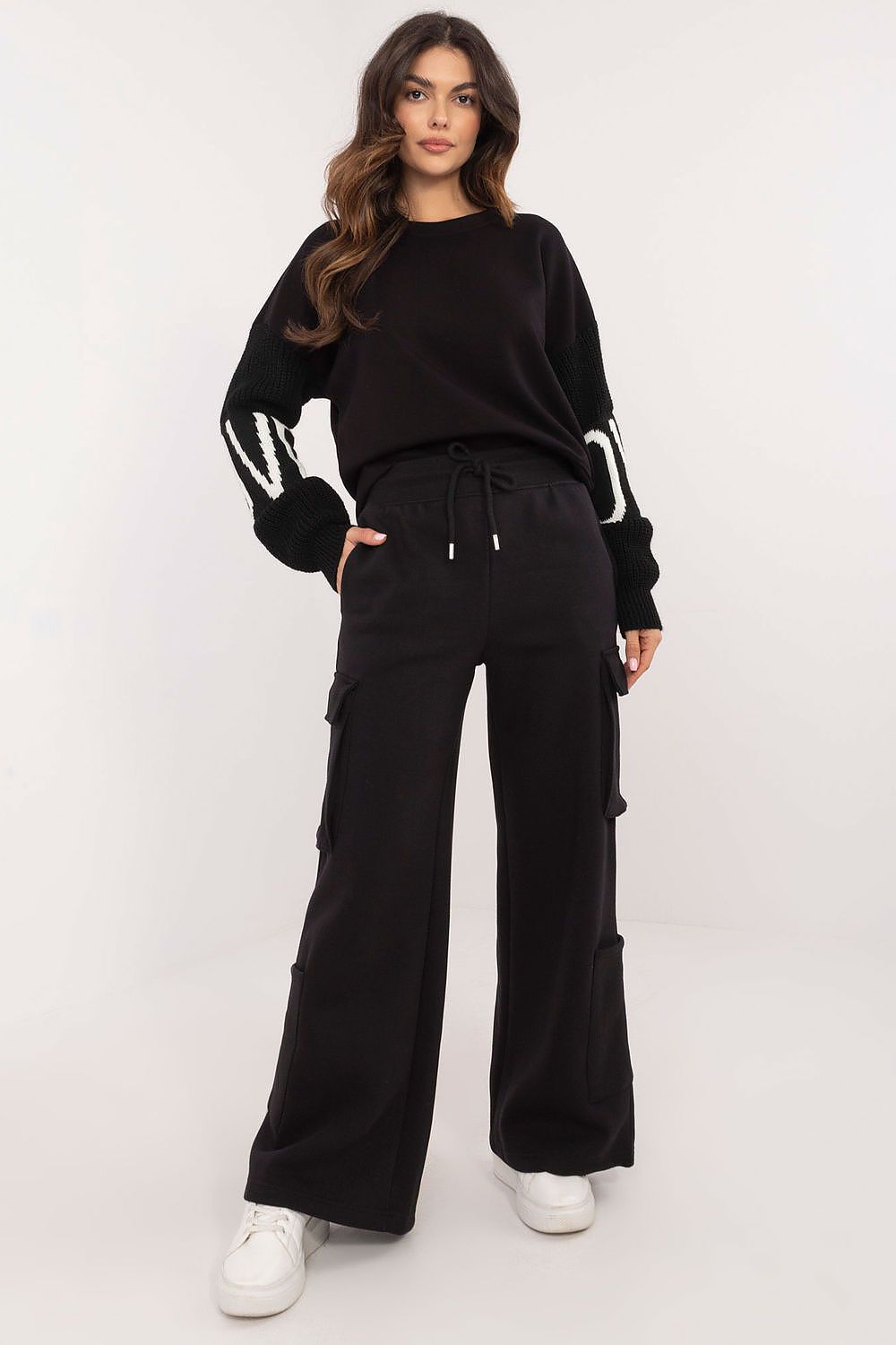 Women's Beige and Black Tracksuit Trousers back view