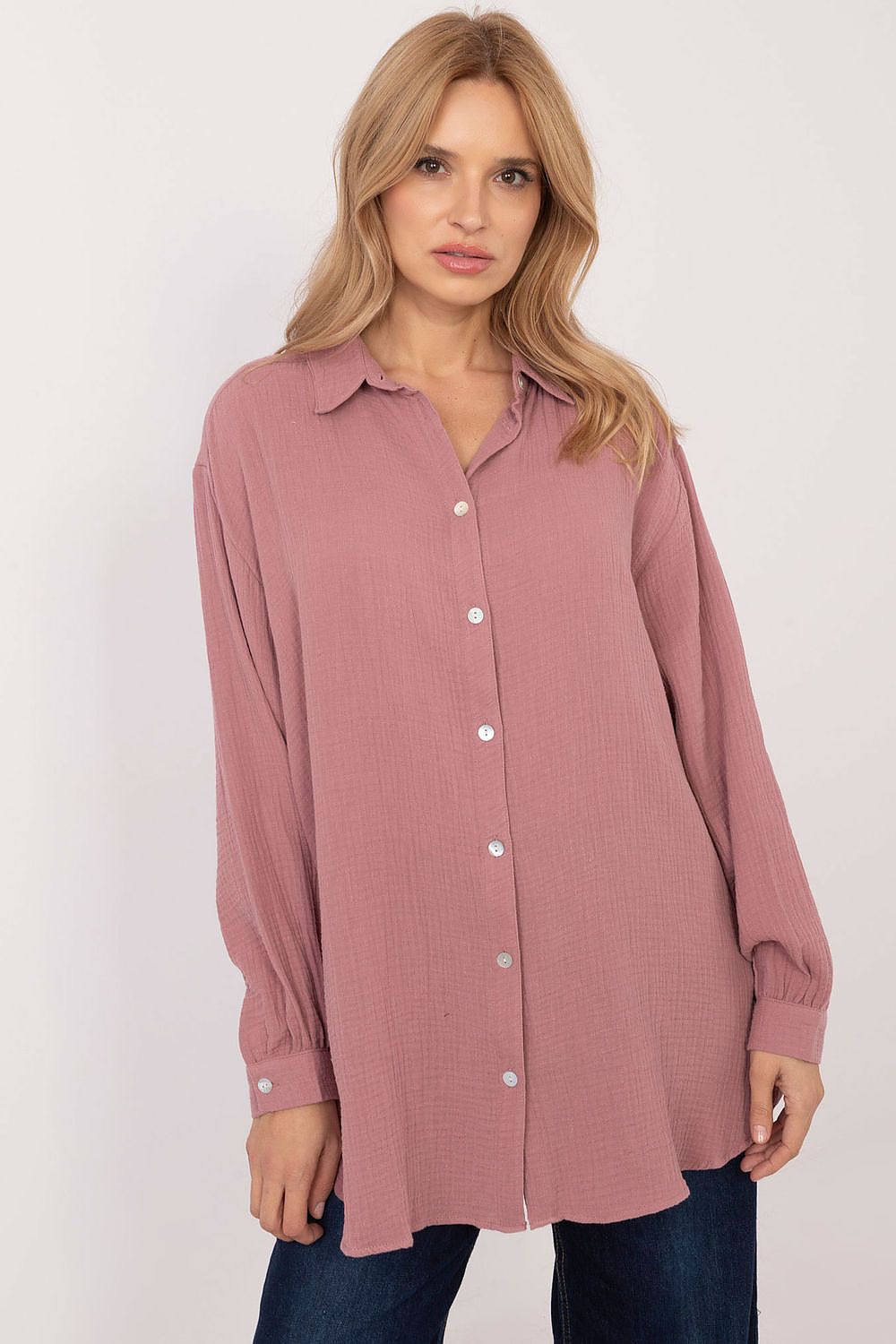 Women's Pink and Green Long Sleeve Shirt front view