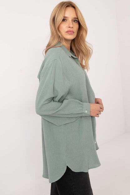 Women's Pink and Green Long Sleeve Shirt view 5