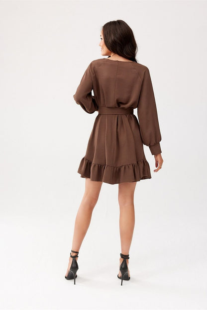 black ruffle belted day dress view 11