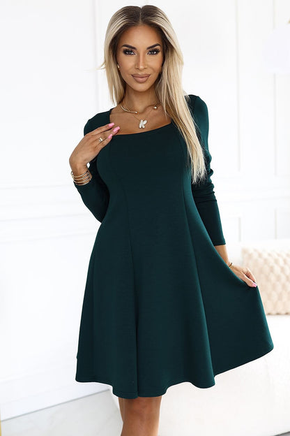 green long sleeve day dress front view