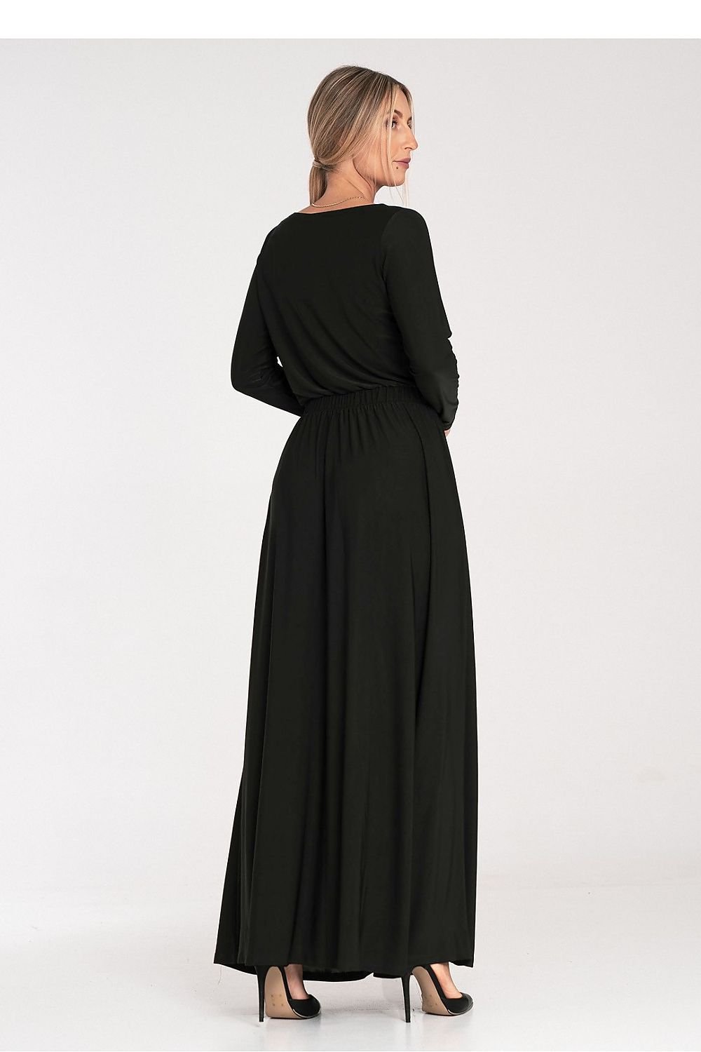 black long sleeve maxi day dress alternate angle