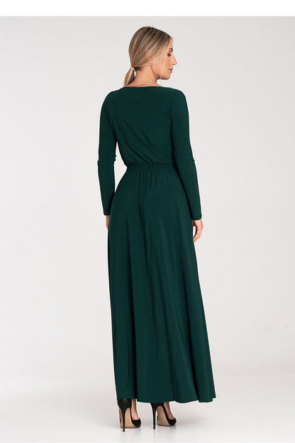 black long sleeve maxi day dress back view