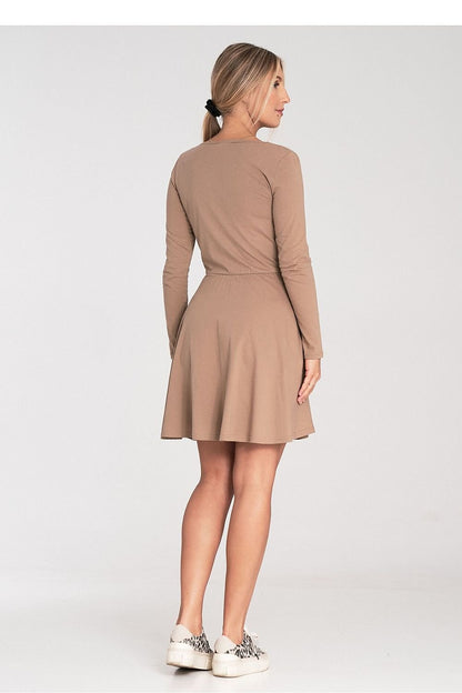 grey flared long sleeve day dress view 7