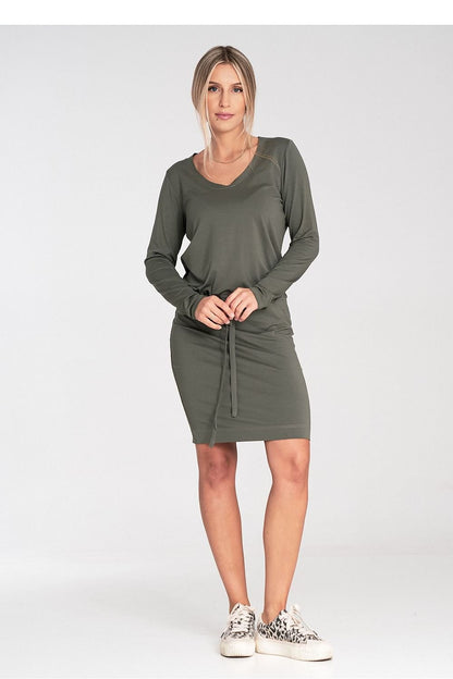 green long sleeve day dress alternate angle