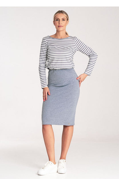 grey long sleeve day dress front view
