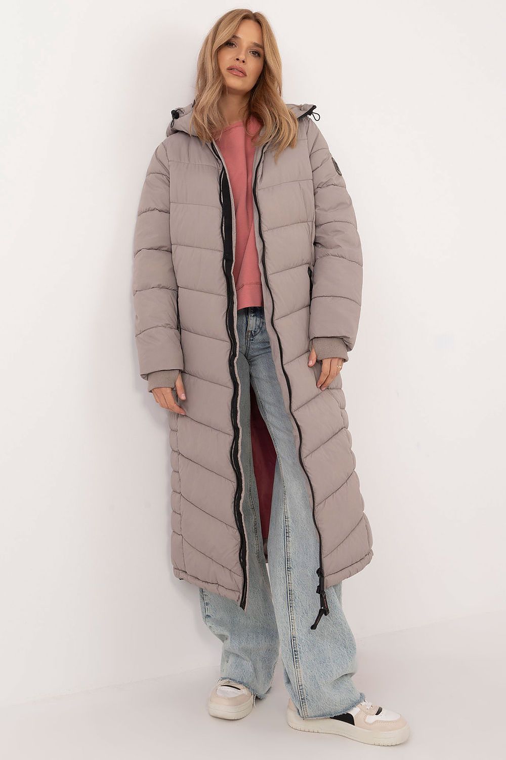 Women's Beige and Navy Blue Jacket front view