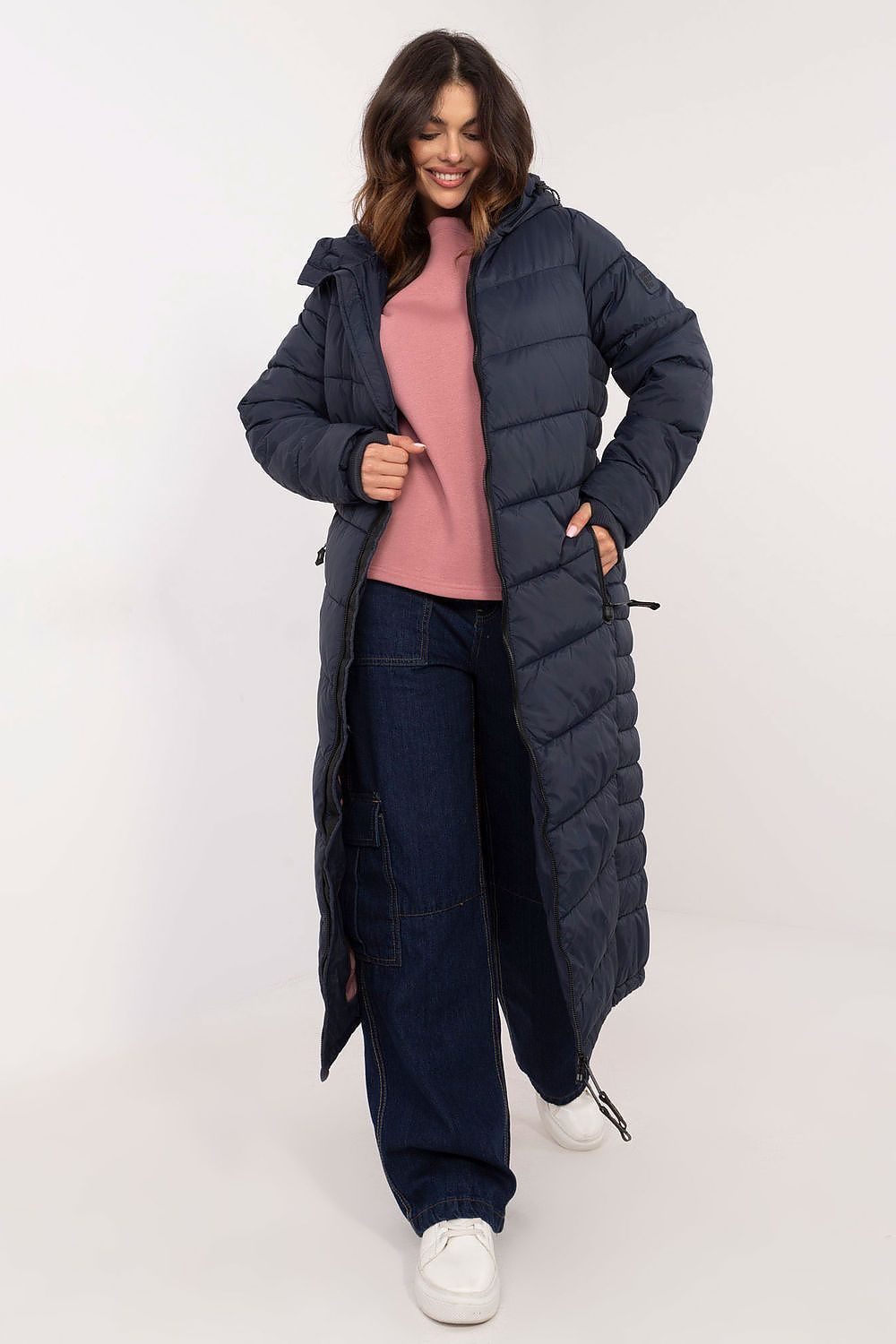 Women's Beige and Navy Blue Jacket back view