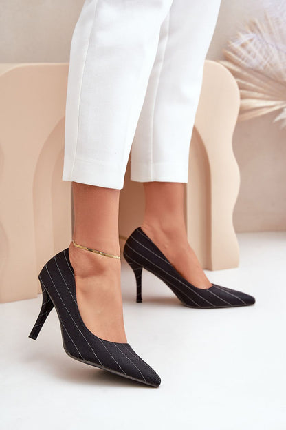 black high heels front view