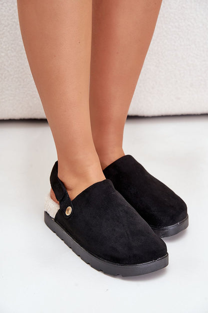 black slippers front view