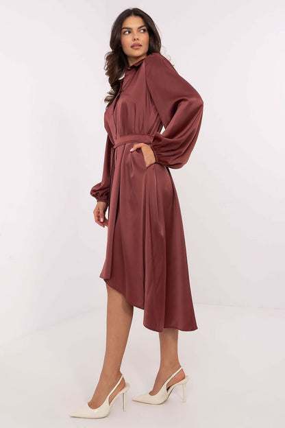 brown belted midi cocktail dress view 11