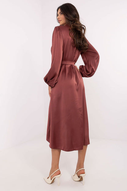 brown belted midi cocktail dress view 12