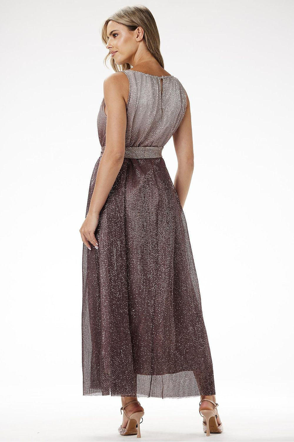 grey satin sequin long dress view 7