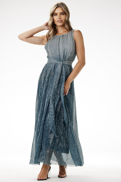 grey satin sequin long dress view 10