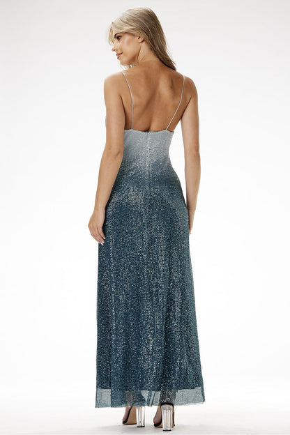 grey satin sequin long dress view 9
