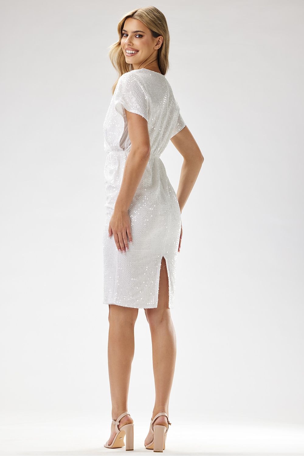 white sequin strapless dresses detail view