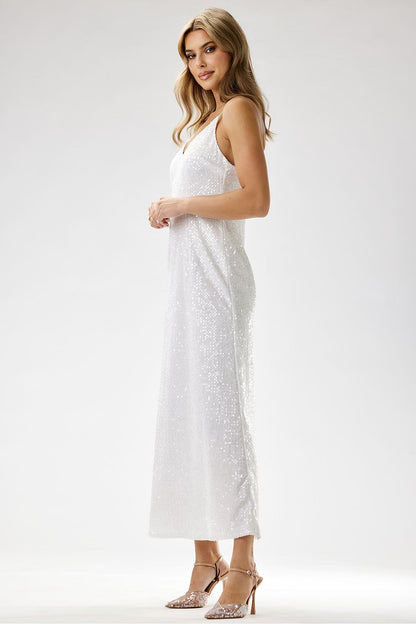 white sequin maxi long dress alternate angle