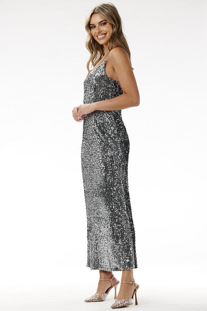 white sequin maxi long dress view 6