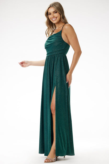 green strapless maxi long dress alternate angle