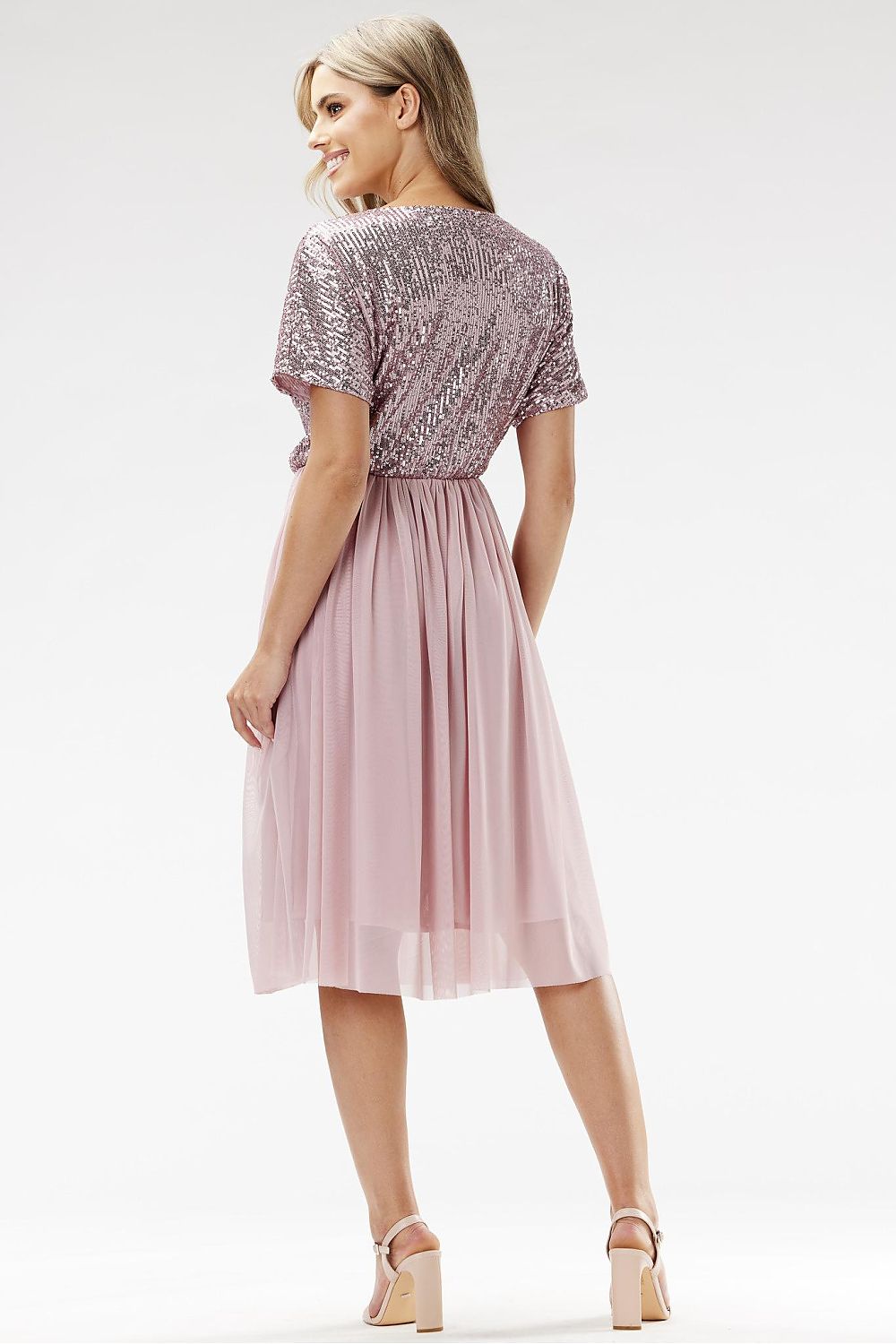 red wrap tulle evening dress view 6