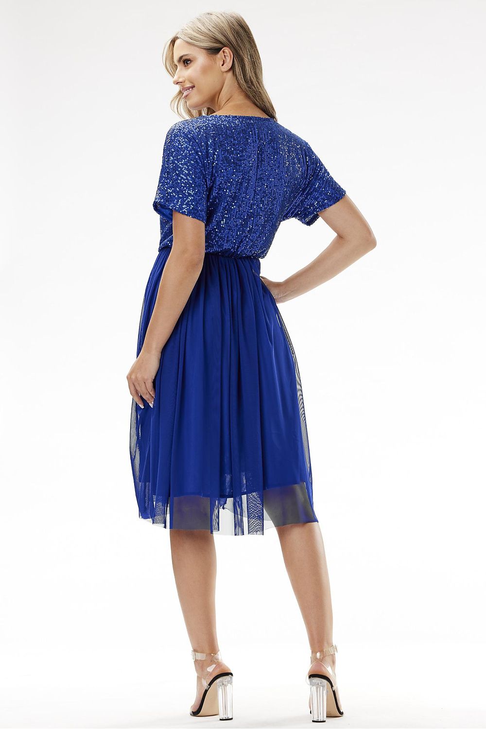 red wrap tulle evening dress view 9