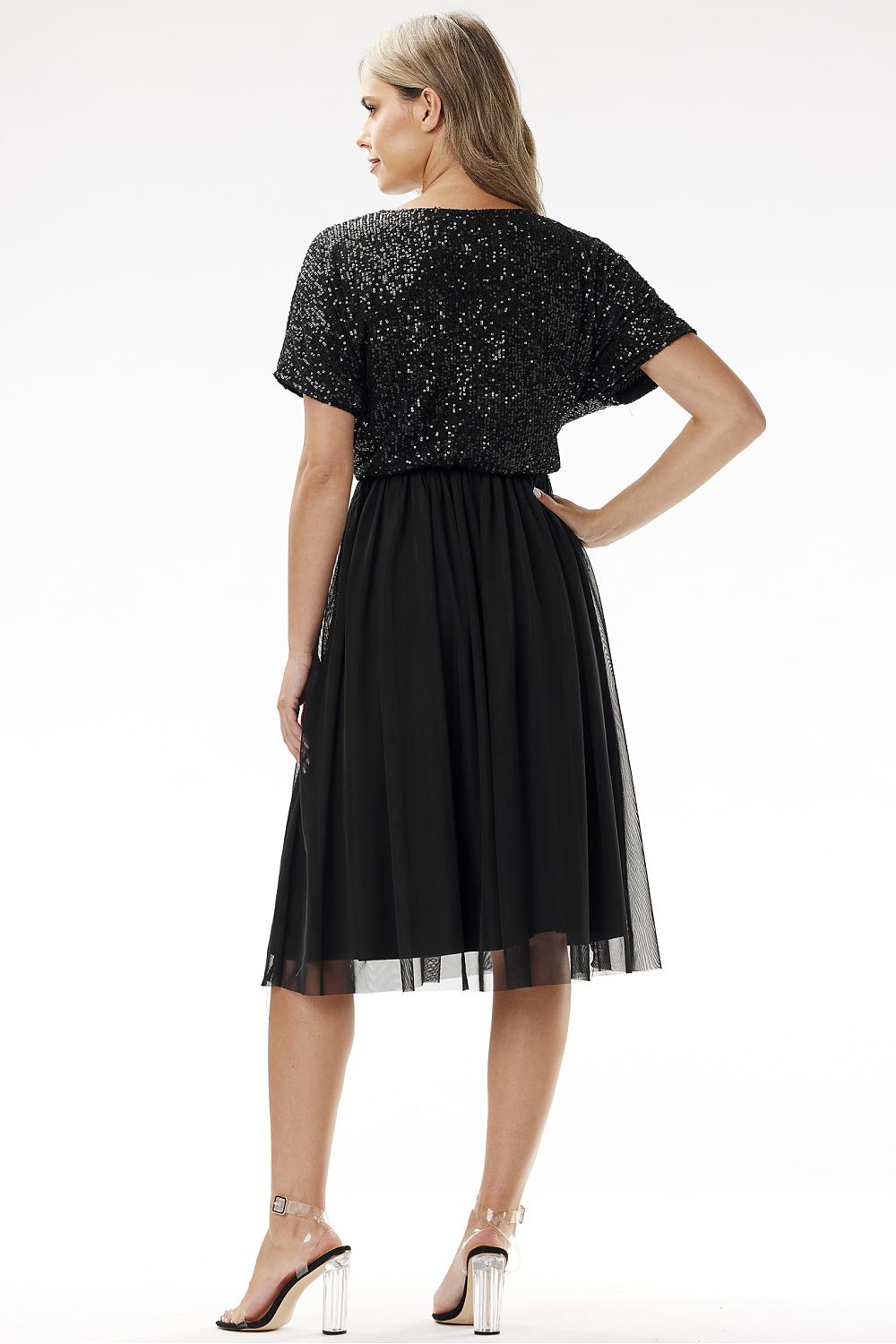 red wrap tulle evening dress view 12