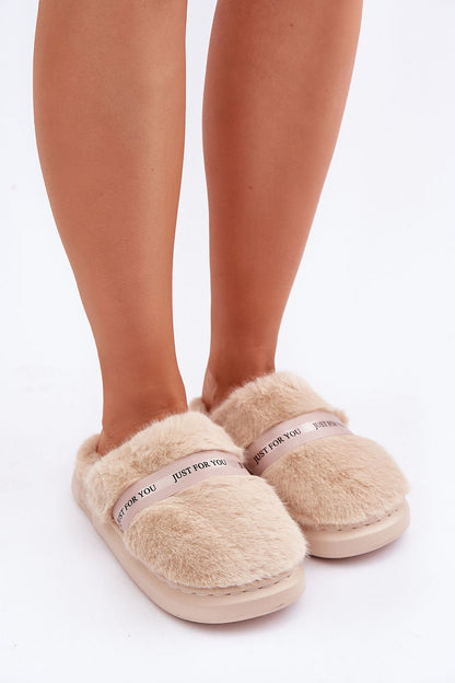 beige slippers front view