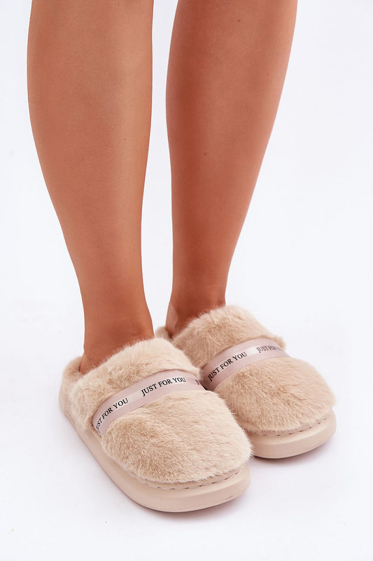 beige slippers front view