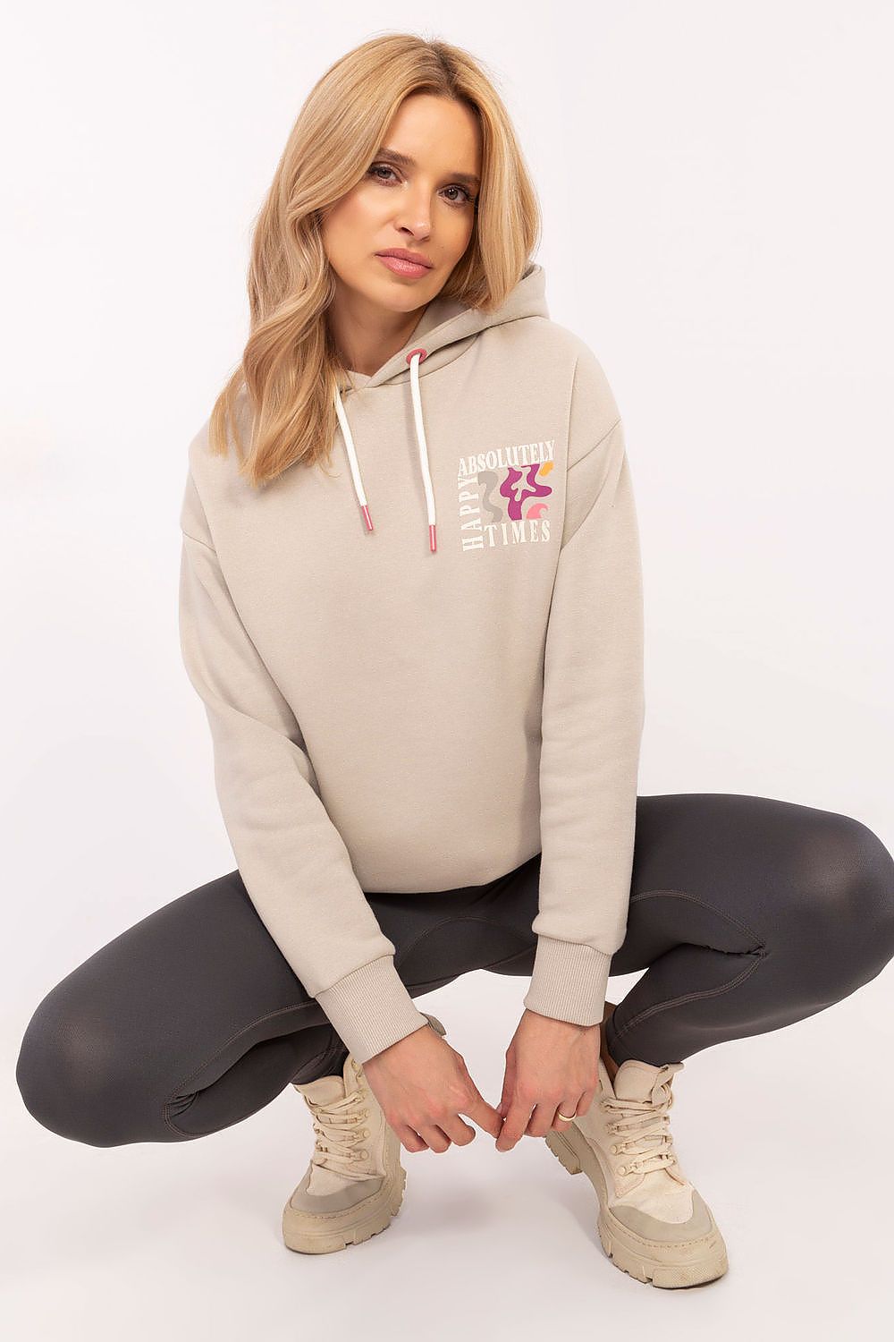 Women's Beige Sweatshirt Lace detail view