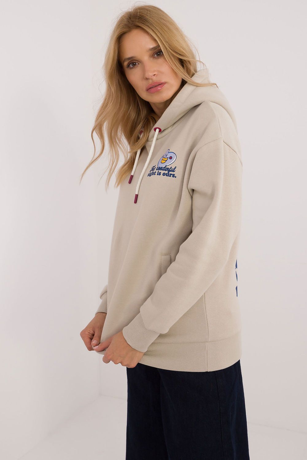 Women's Beige Sweatshirt side view