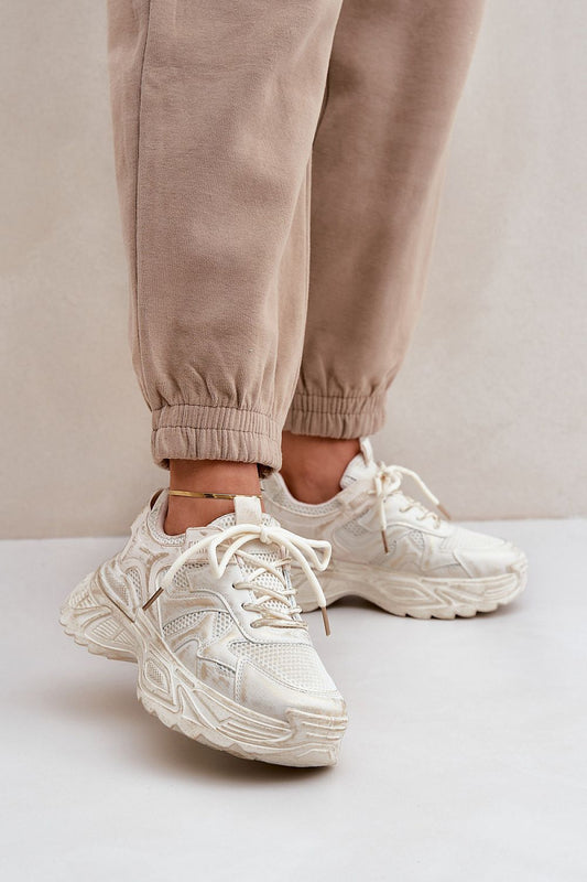 beige lace sport shoes front view