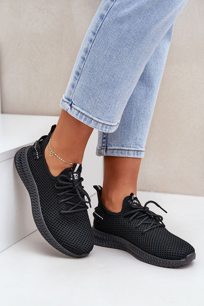 black sport shoes detail view