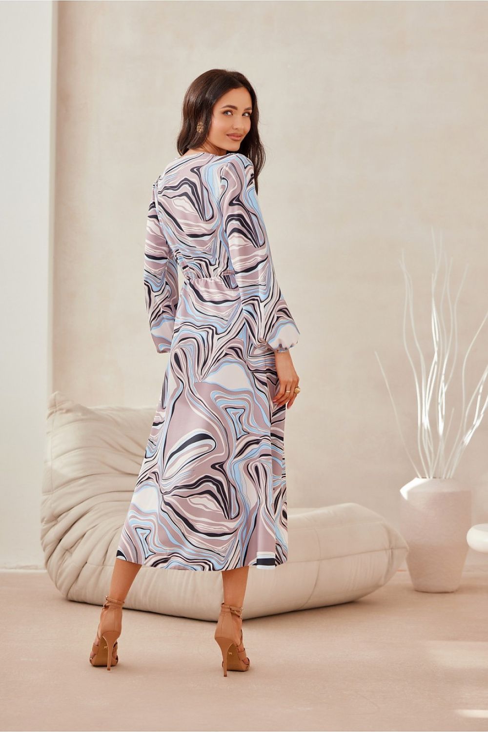 multicolor wrap flared day dress view 6