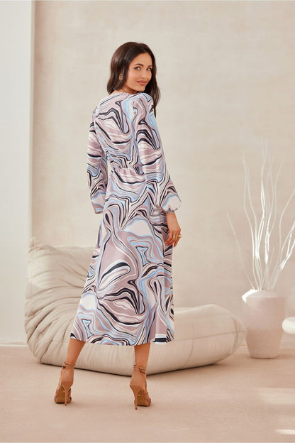 multicolor wrap flared day dress view 6