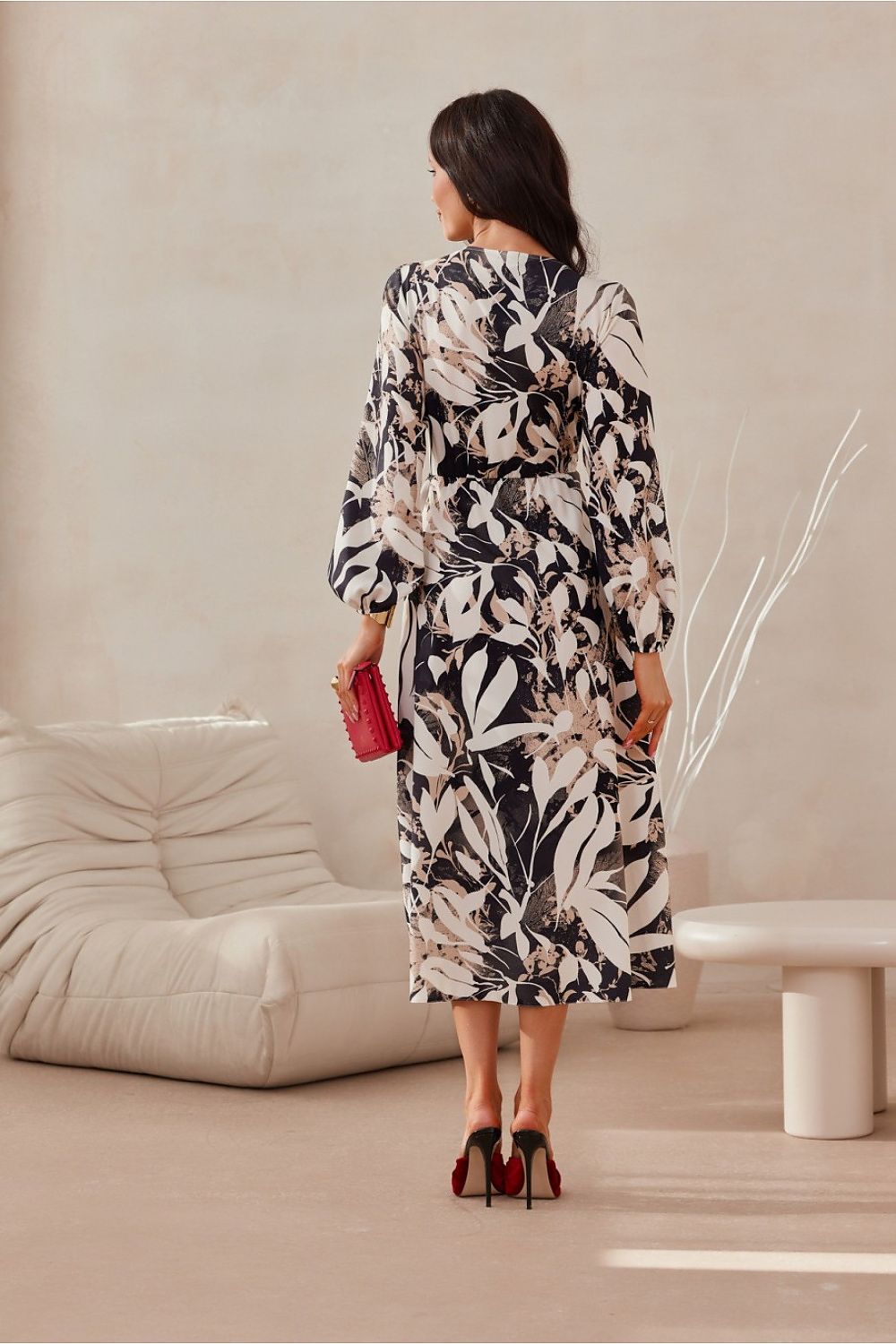 multicolor wrap flared day dress view 8