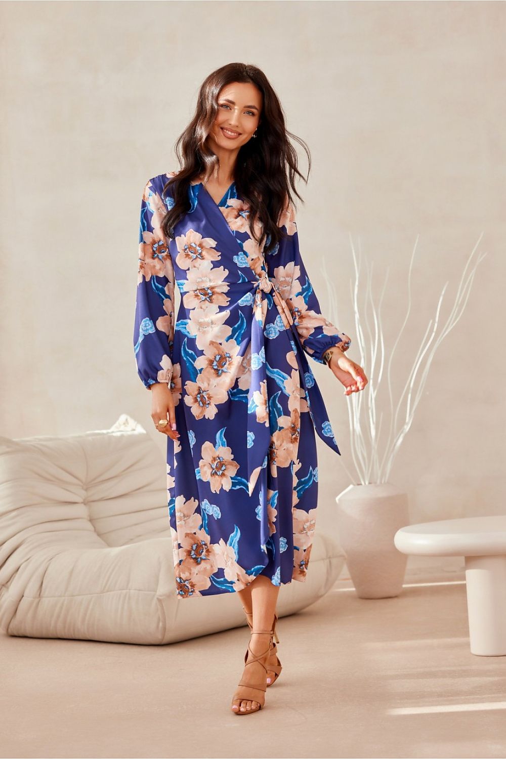 multicolor wrap flared day dress view 9