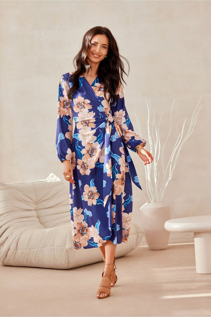 multicolor wrap flared day dress view 9