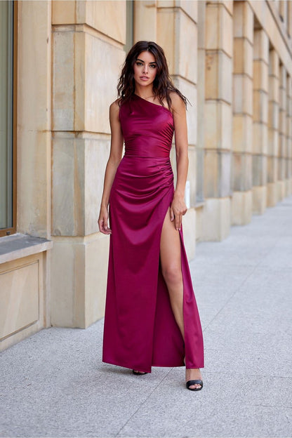 blue satin evening dress view 10