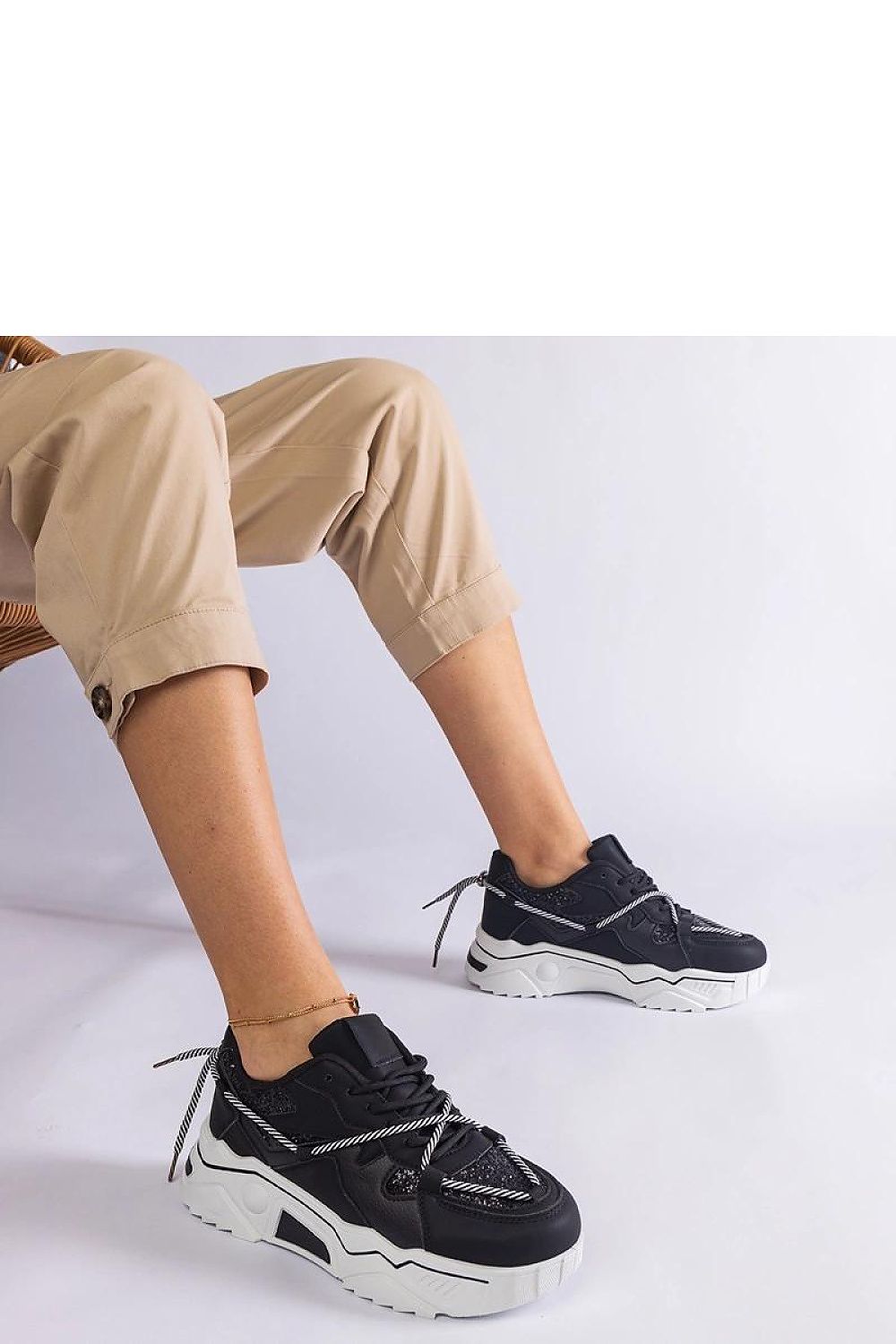 black lace sneakers front view