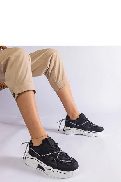 black lace sneakers front view