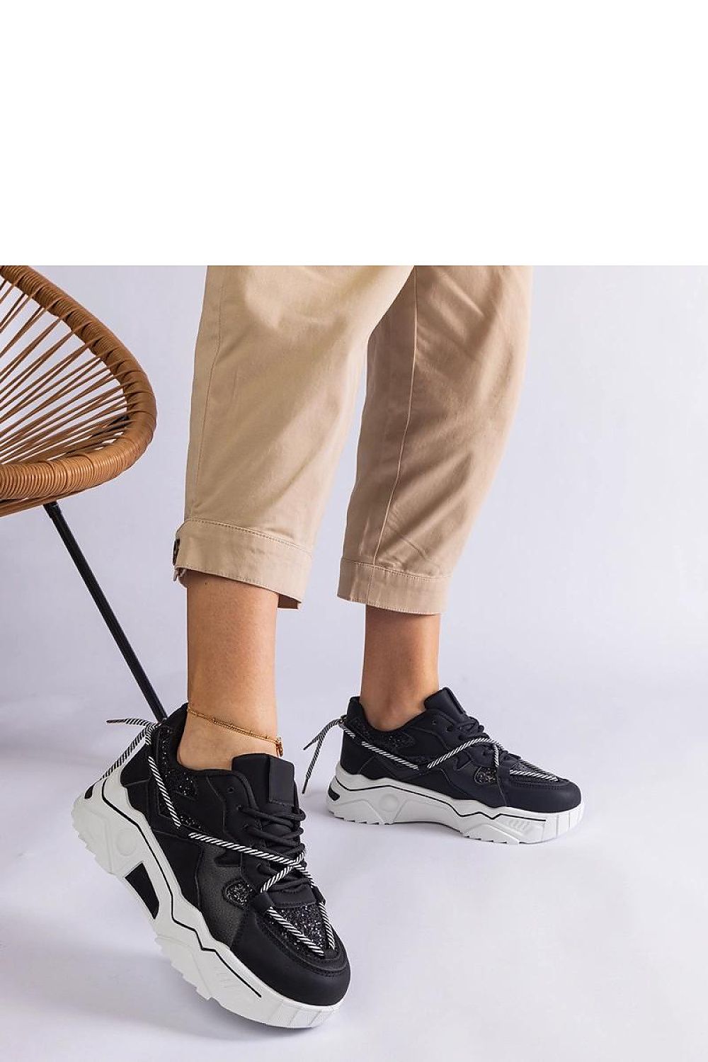 black lace sneakers back view