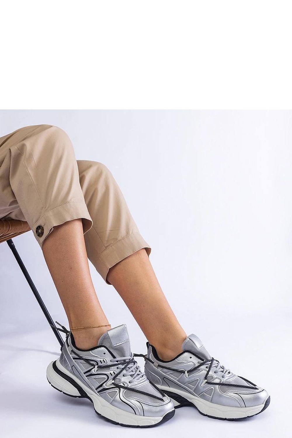 grey lace sneakers back view