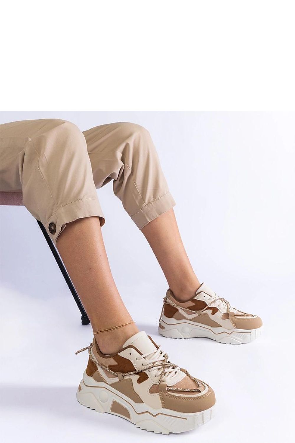 brown lace sneakers front view