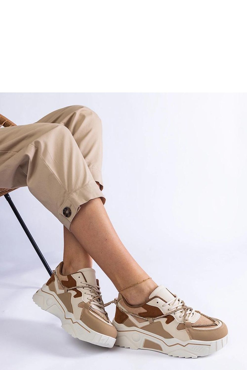 brown lace sneakers detail view