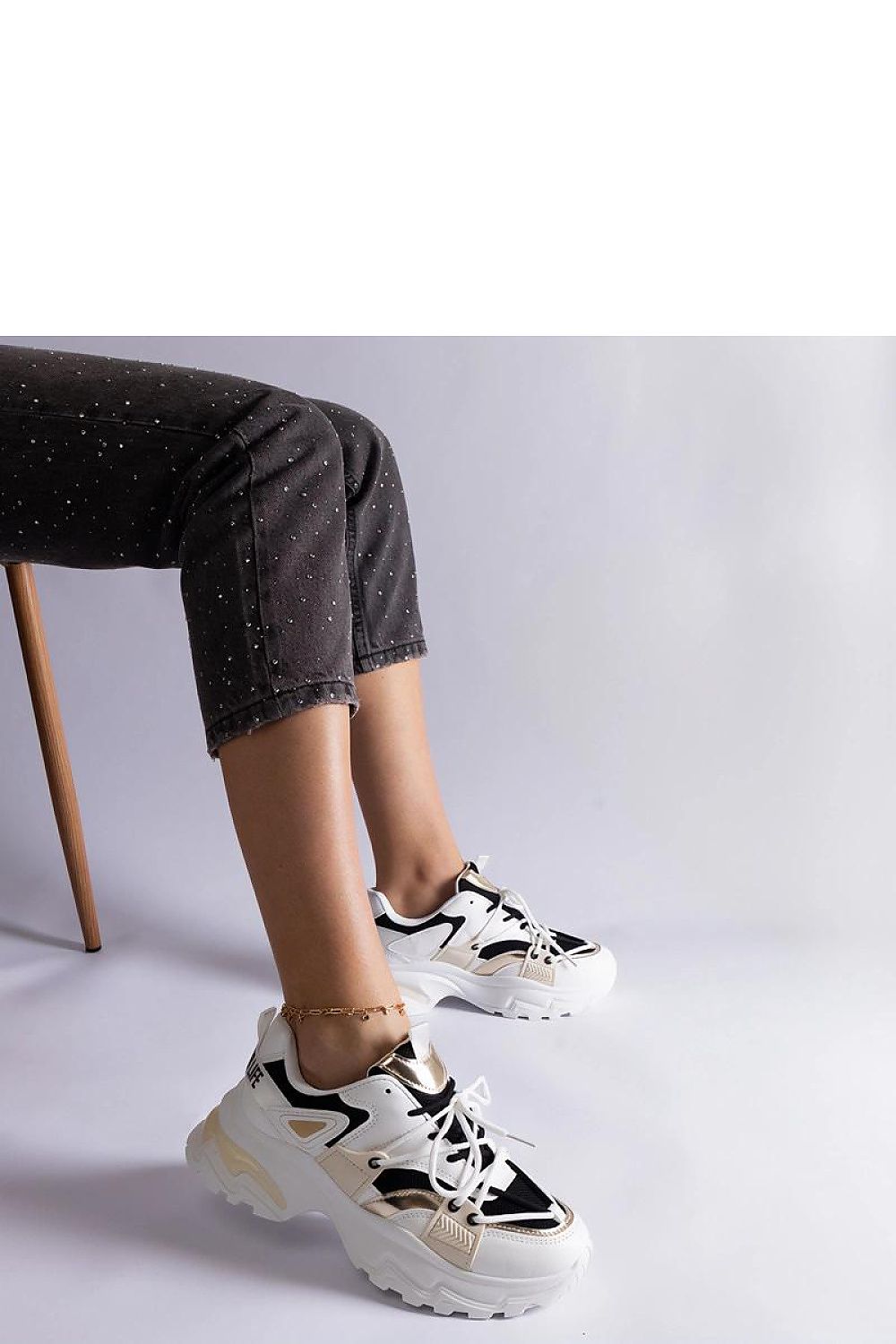 black lace sneakers front view